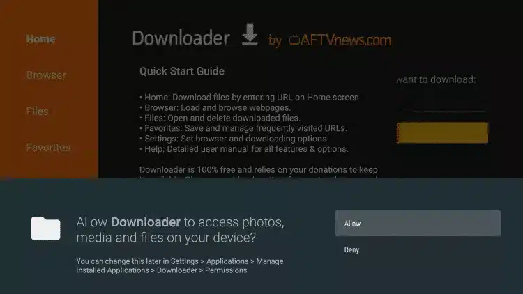 Launch Downloader and Click Allow.